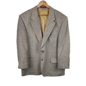 Bert Pulitzer Beige Silk Blazer Men's 44 Short Solid 2-Button Notch Lapel Career